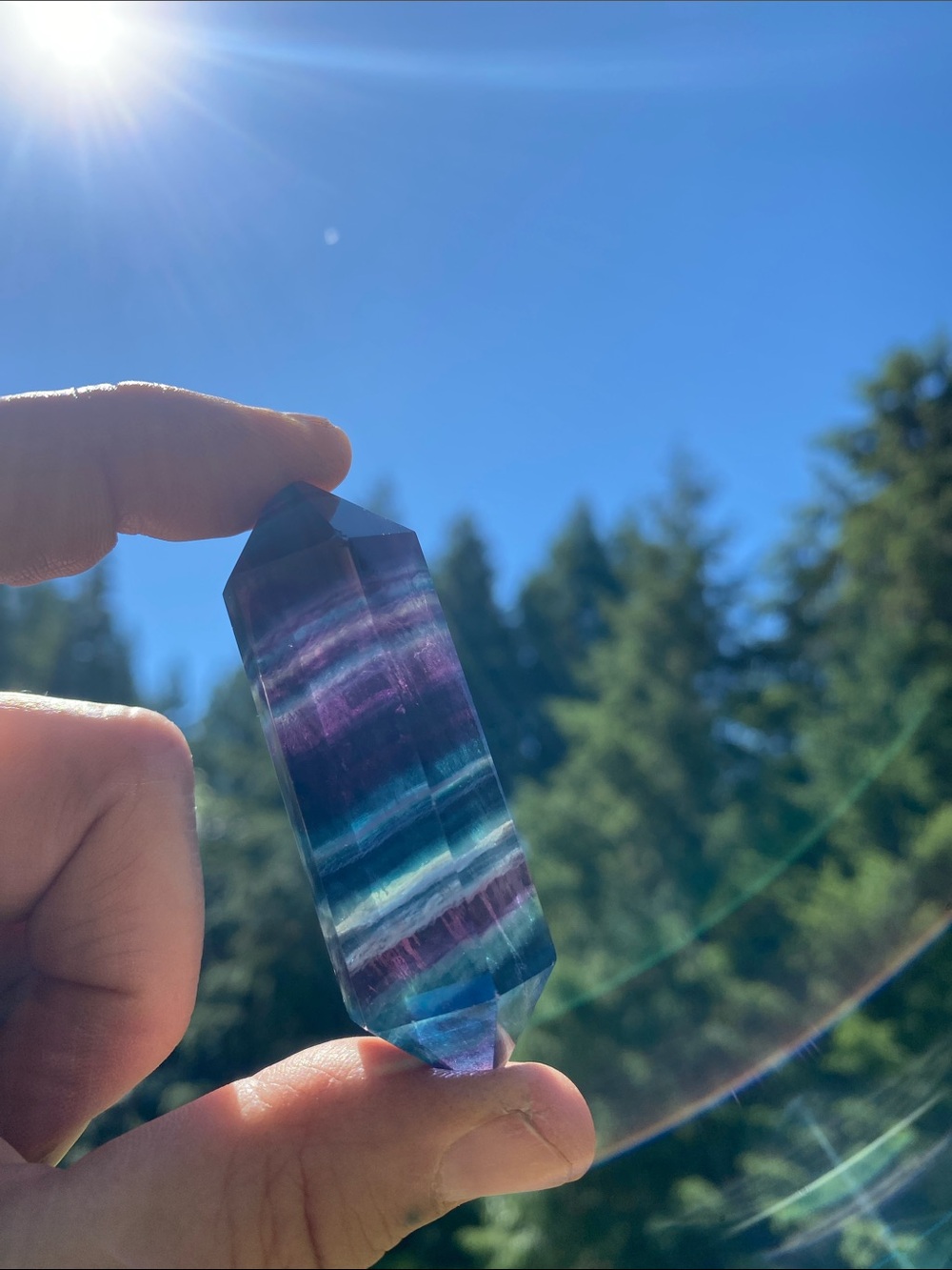 Fluorite double terminated crystal carving